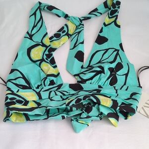 Zara Floral Halter Top in Sea Green & Yellow BNWT